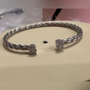 Tous Silver Braided Bracelet with Sparkling Accents